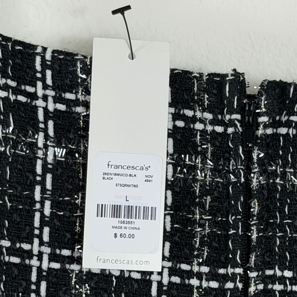 Francesca's Collections Black and White Tweed Midi Dress - Picture 7 of 7